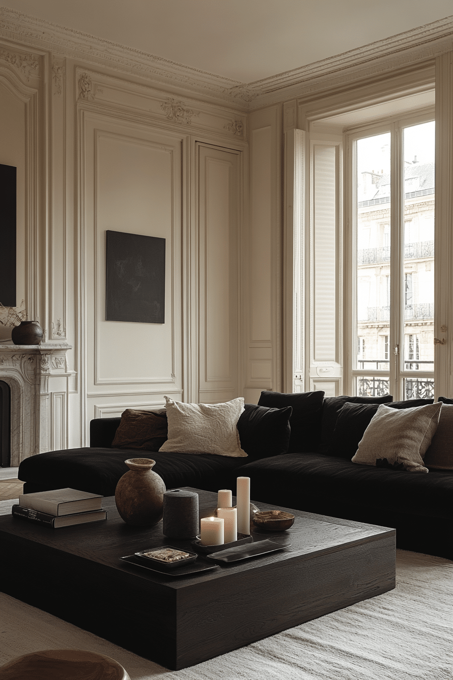 Black couch living room