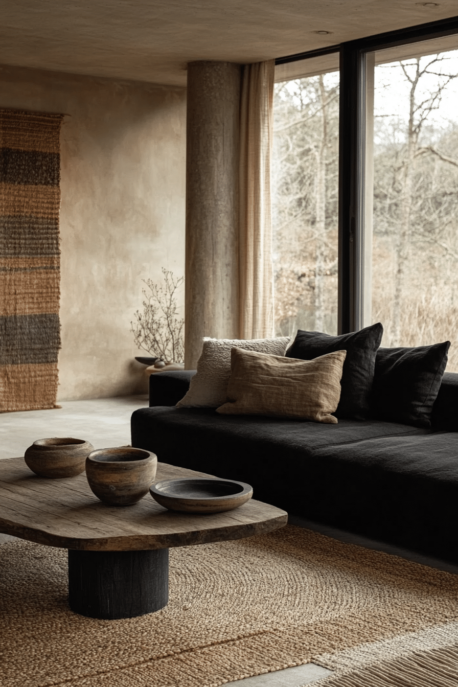 Black couch living room