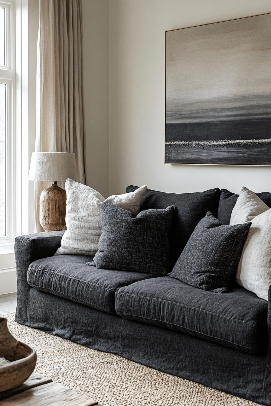 Black couch living room