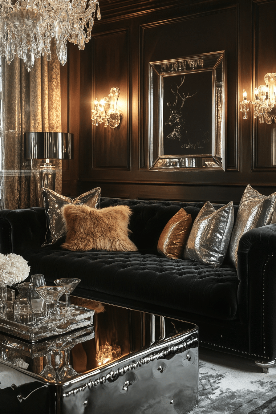 Black couch living room