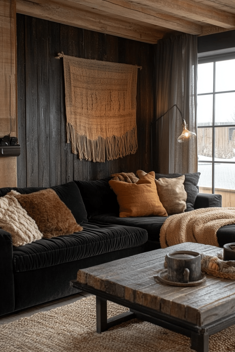 Black couch living room
