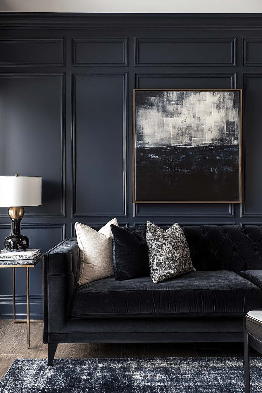 Black couch living room