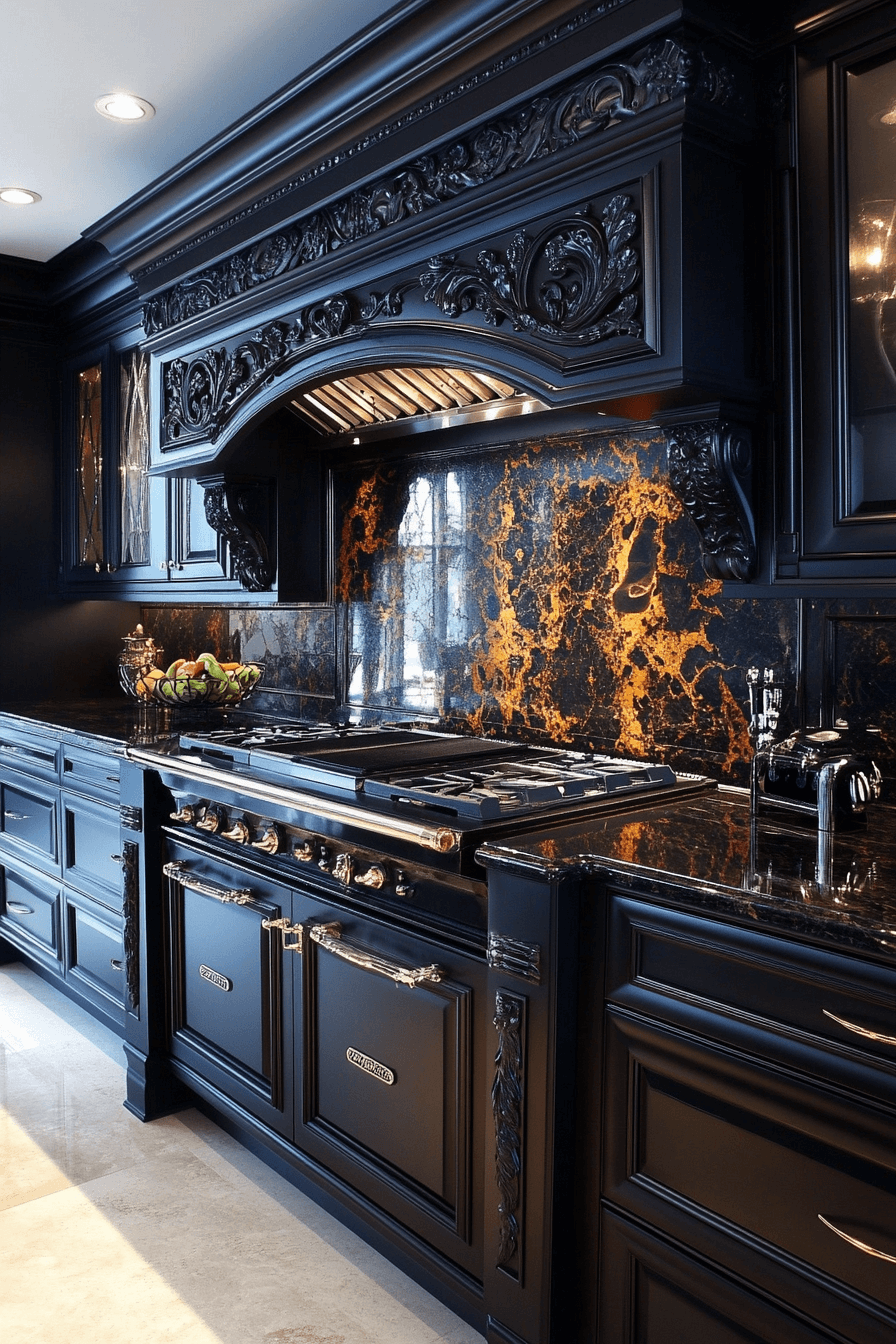dark stained kitchen cabinets