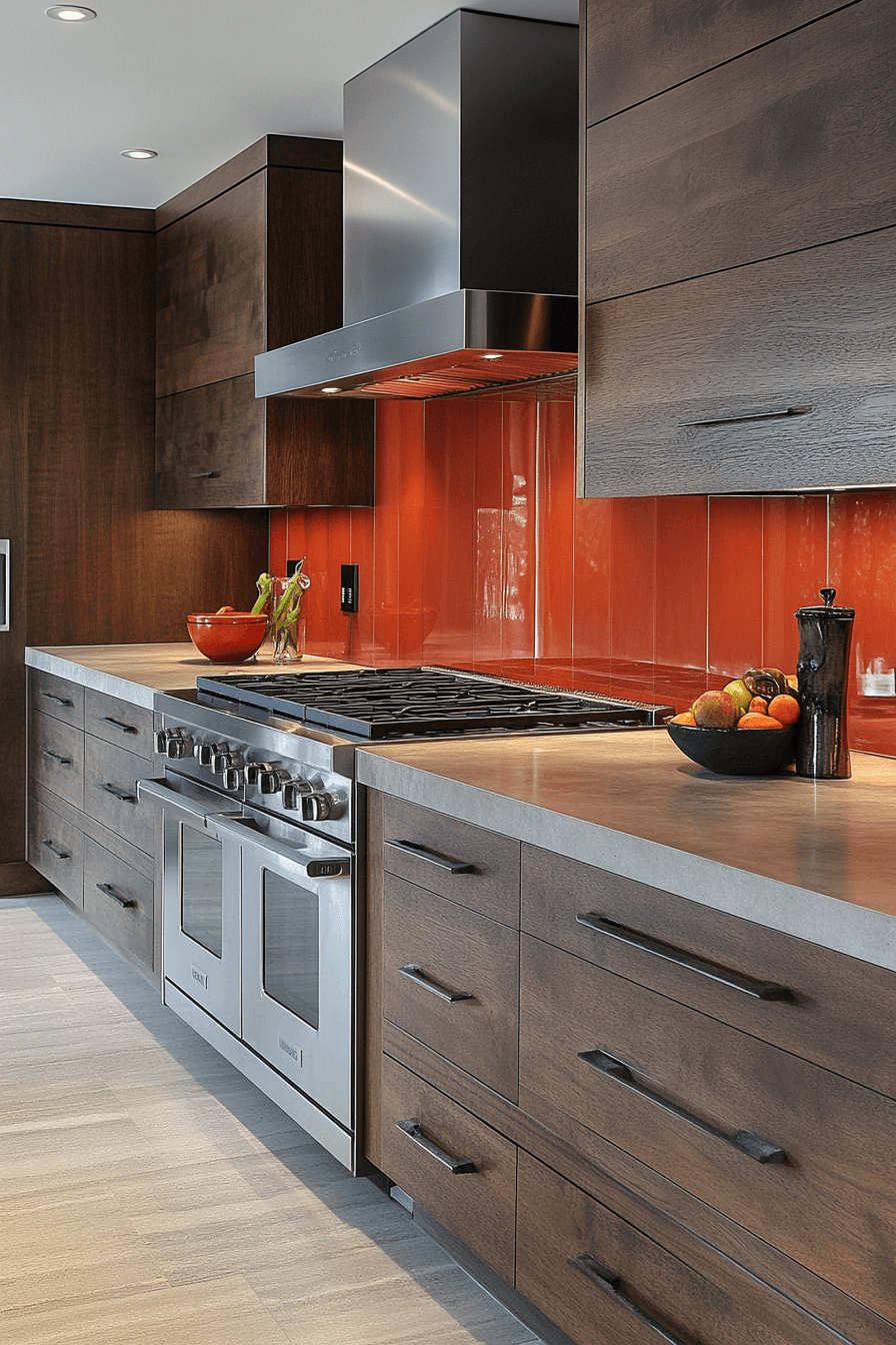 dark stained kitchen cabinets