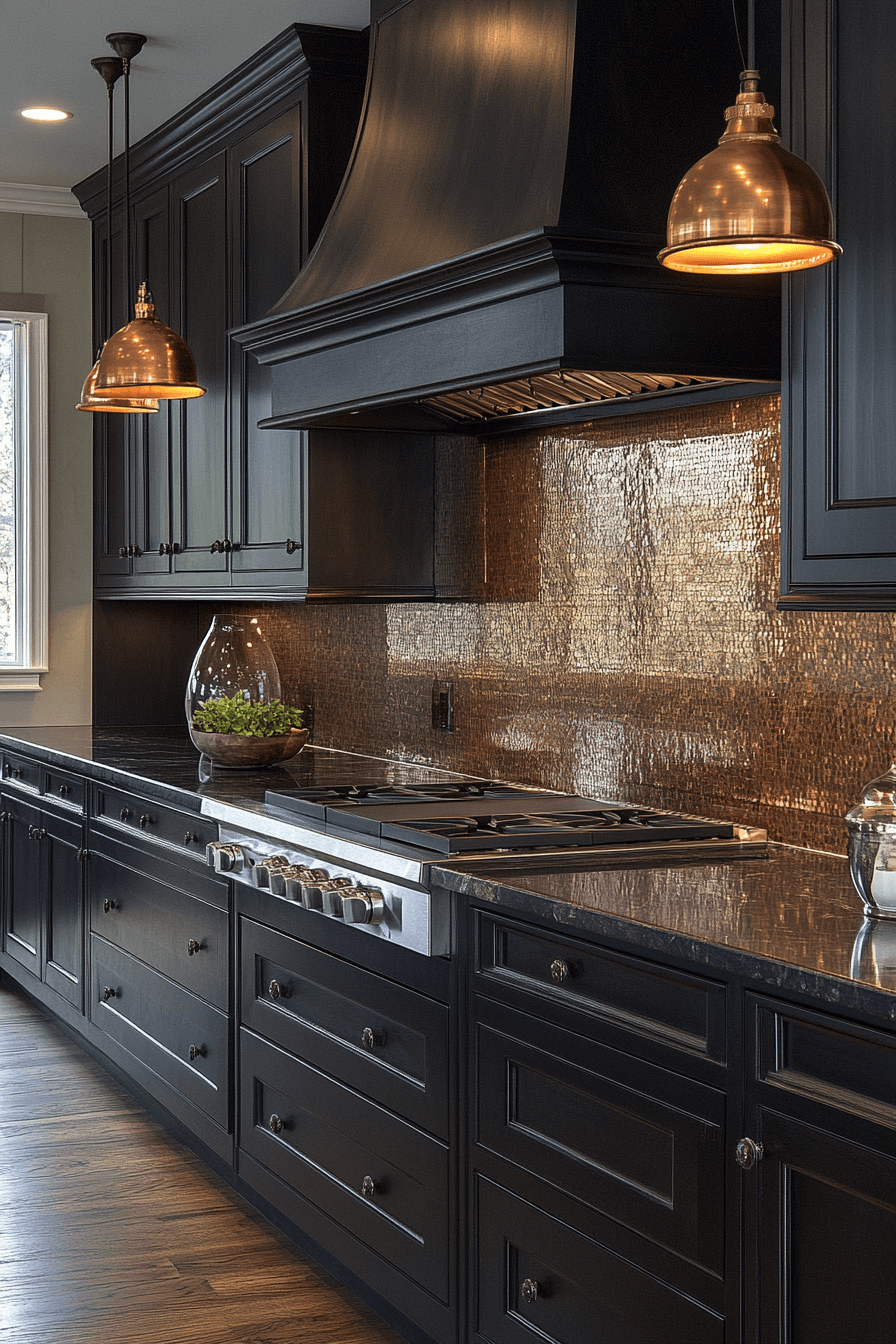 dark stained kitchen cabinets