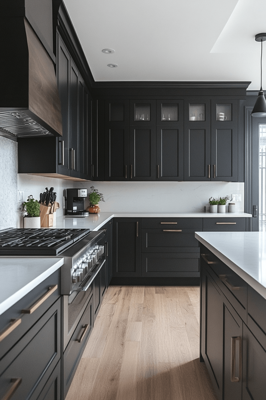 dark stained kitchen cabinets