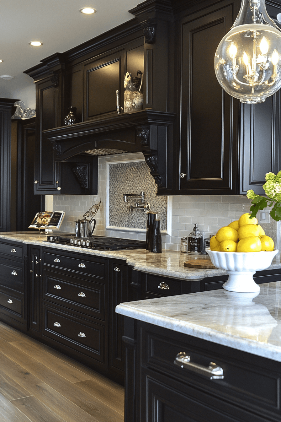 dark stained kitchen cabinets