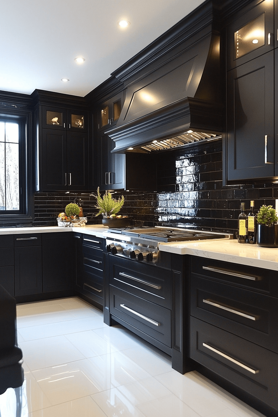 dark stained kitchen cabinets