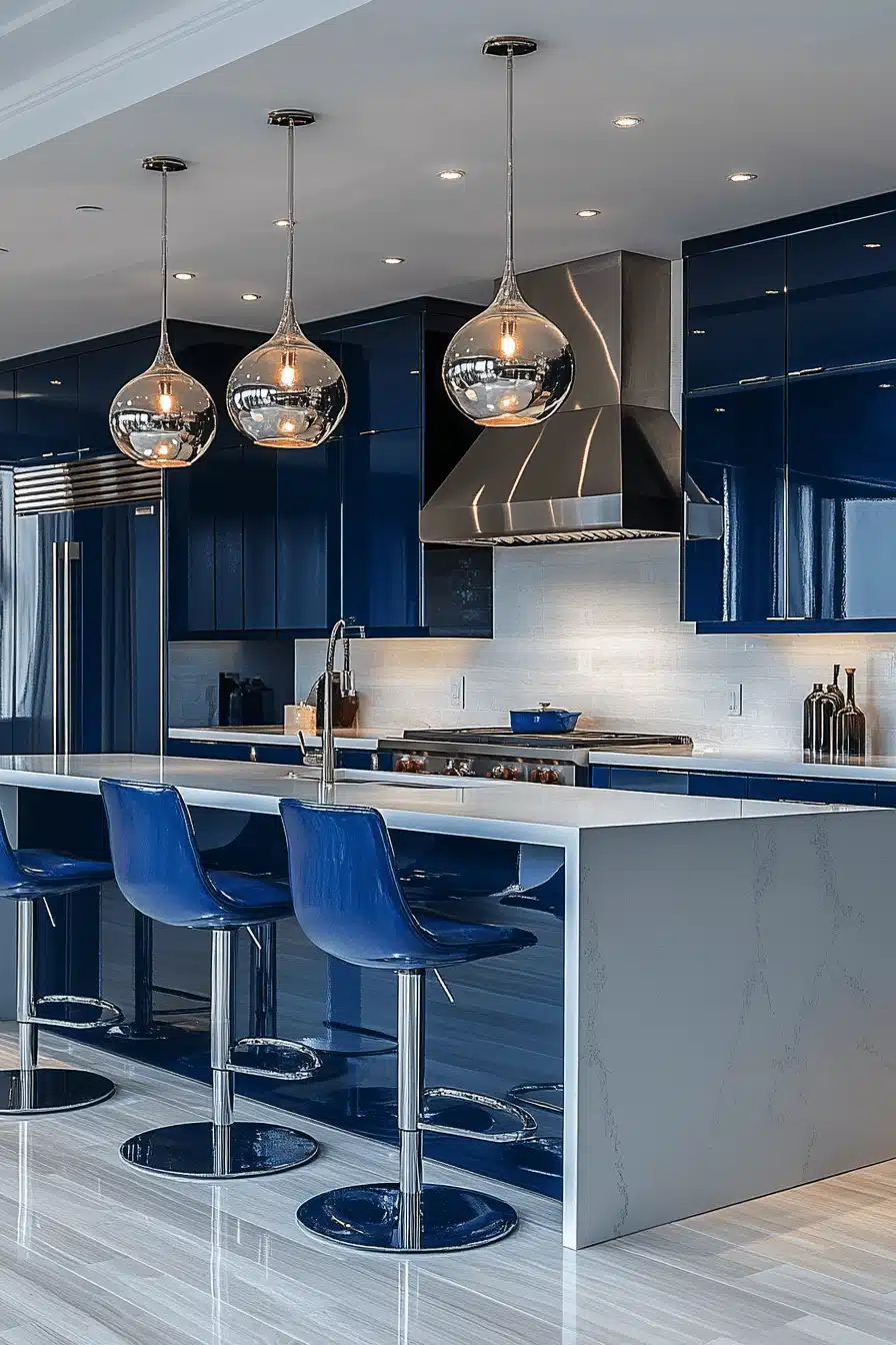 blue and white kitchen