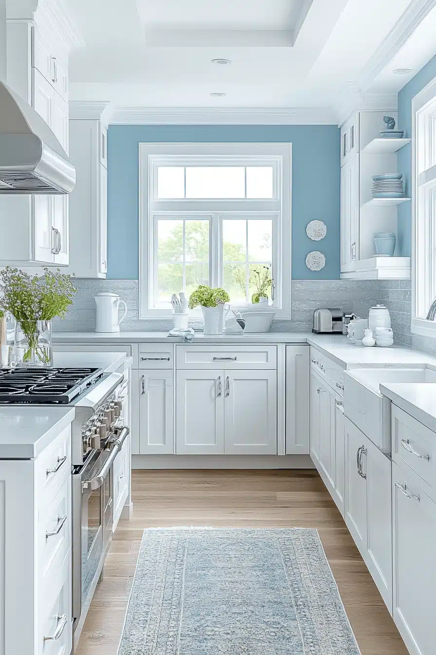 blue and white kitchen
