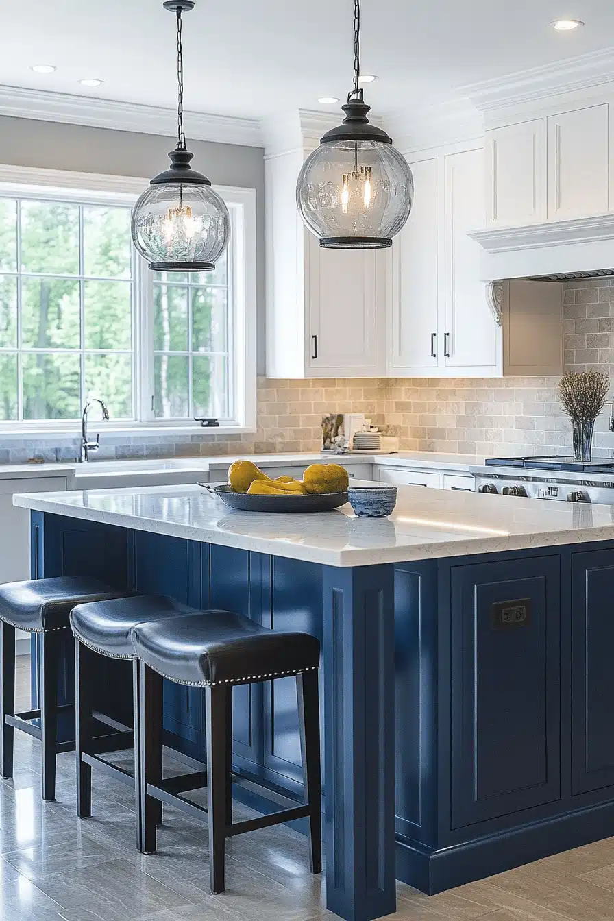 blue and white kitchen