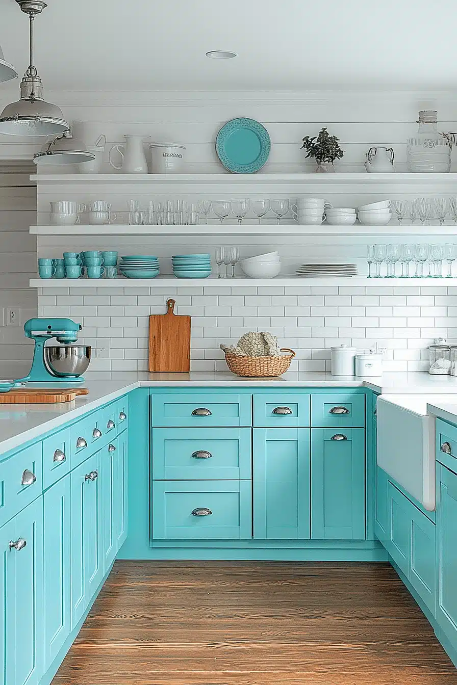 blue and white kitchen