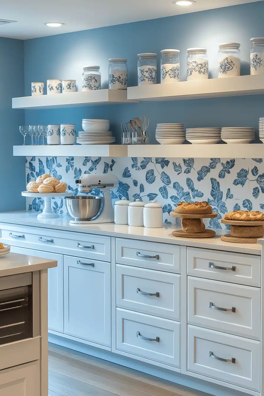 blue and white kitchen