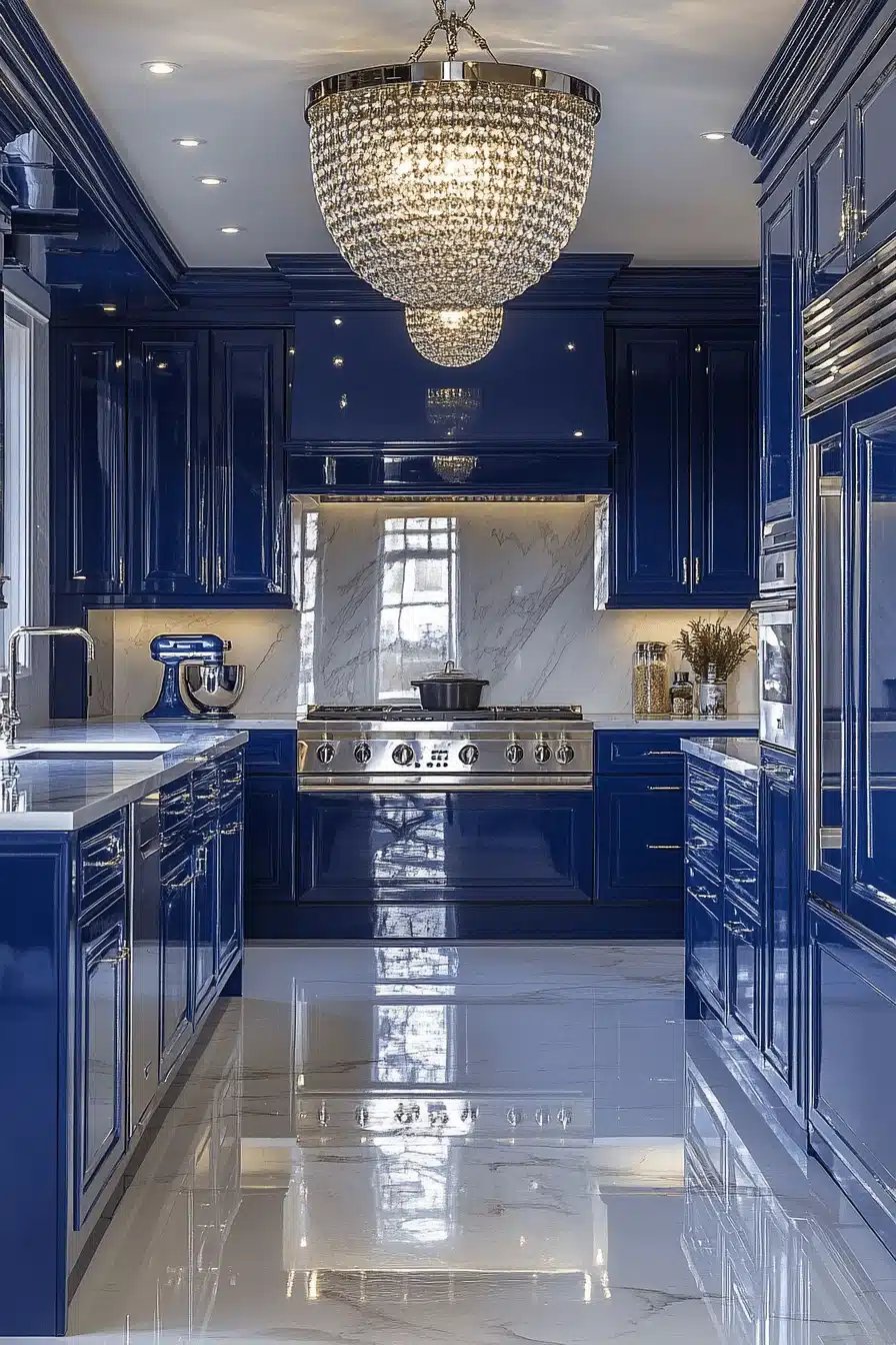 blue and white kitchen