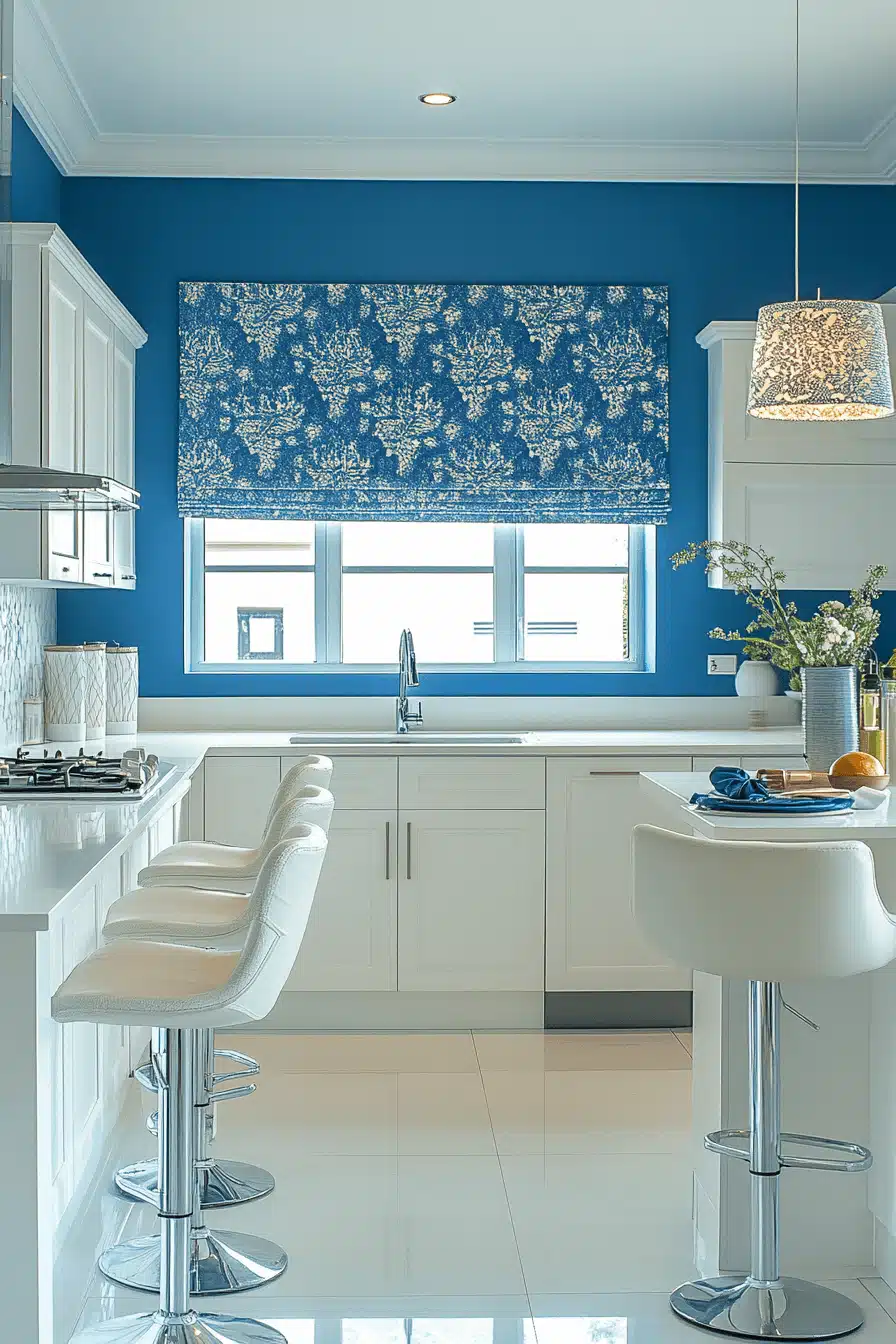 blue and white kitchen
