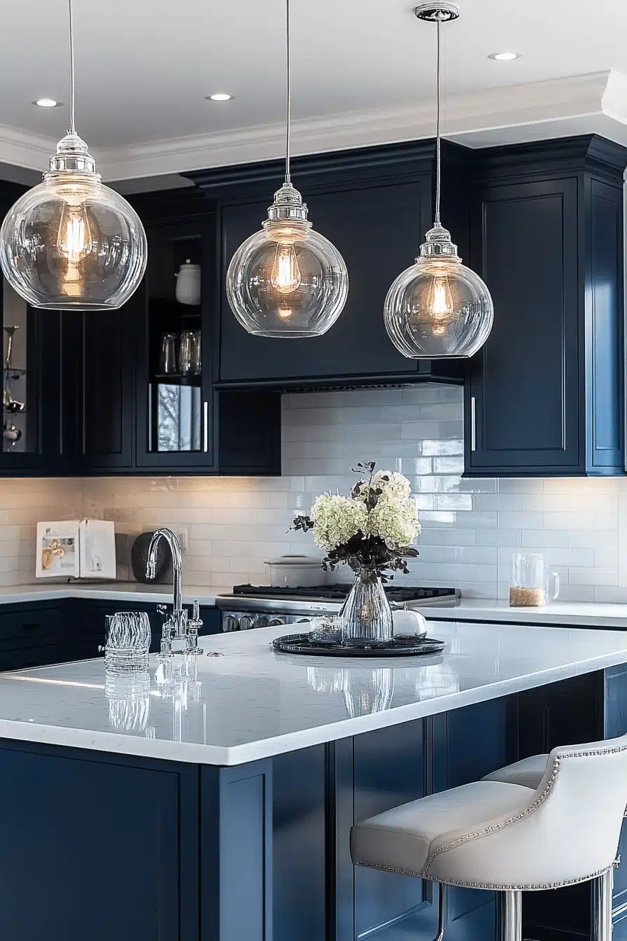 blue and white kitchen