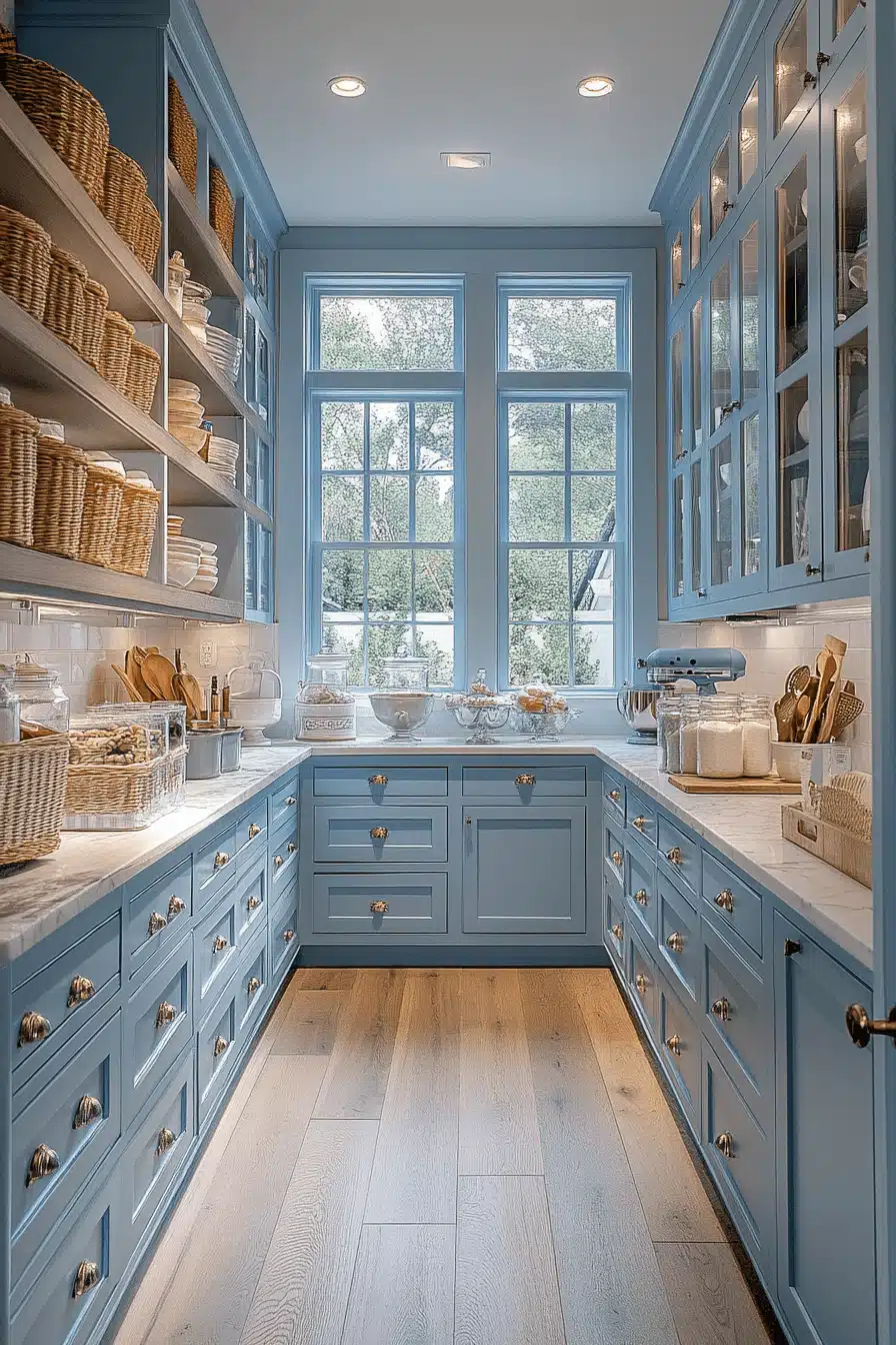 blue and white kitchen