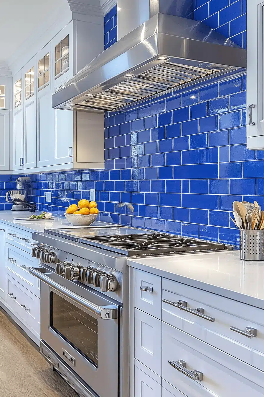 blue and white kitchen