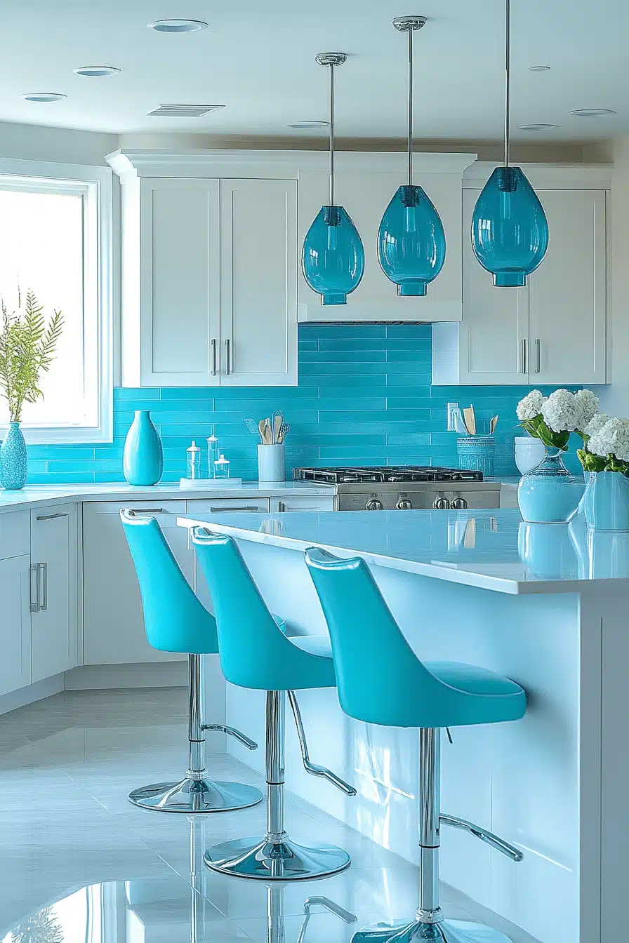 blue and white kitchen