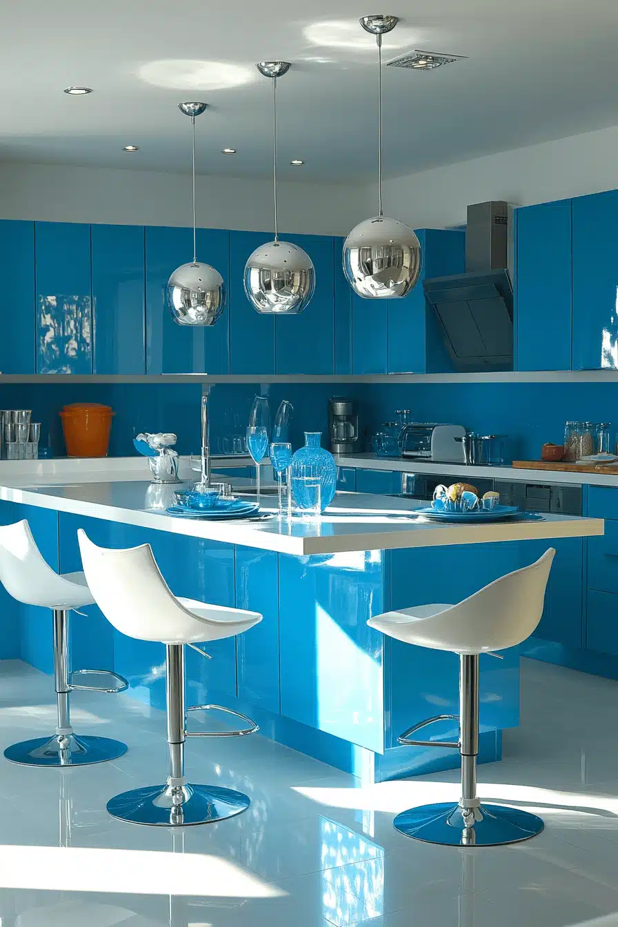 blue and white kitchen