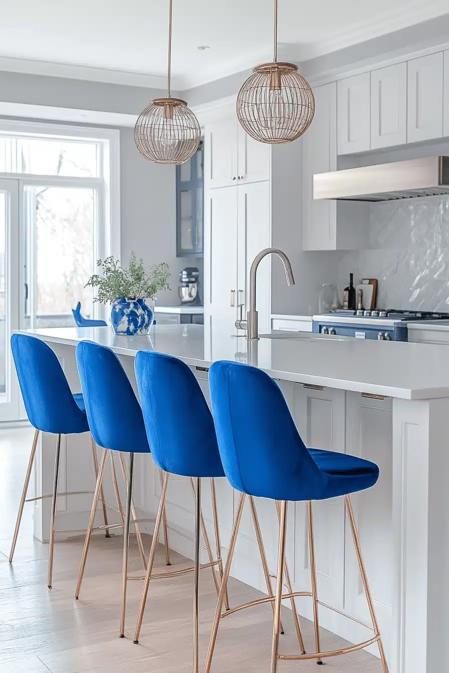 blue and white kitchen