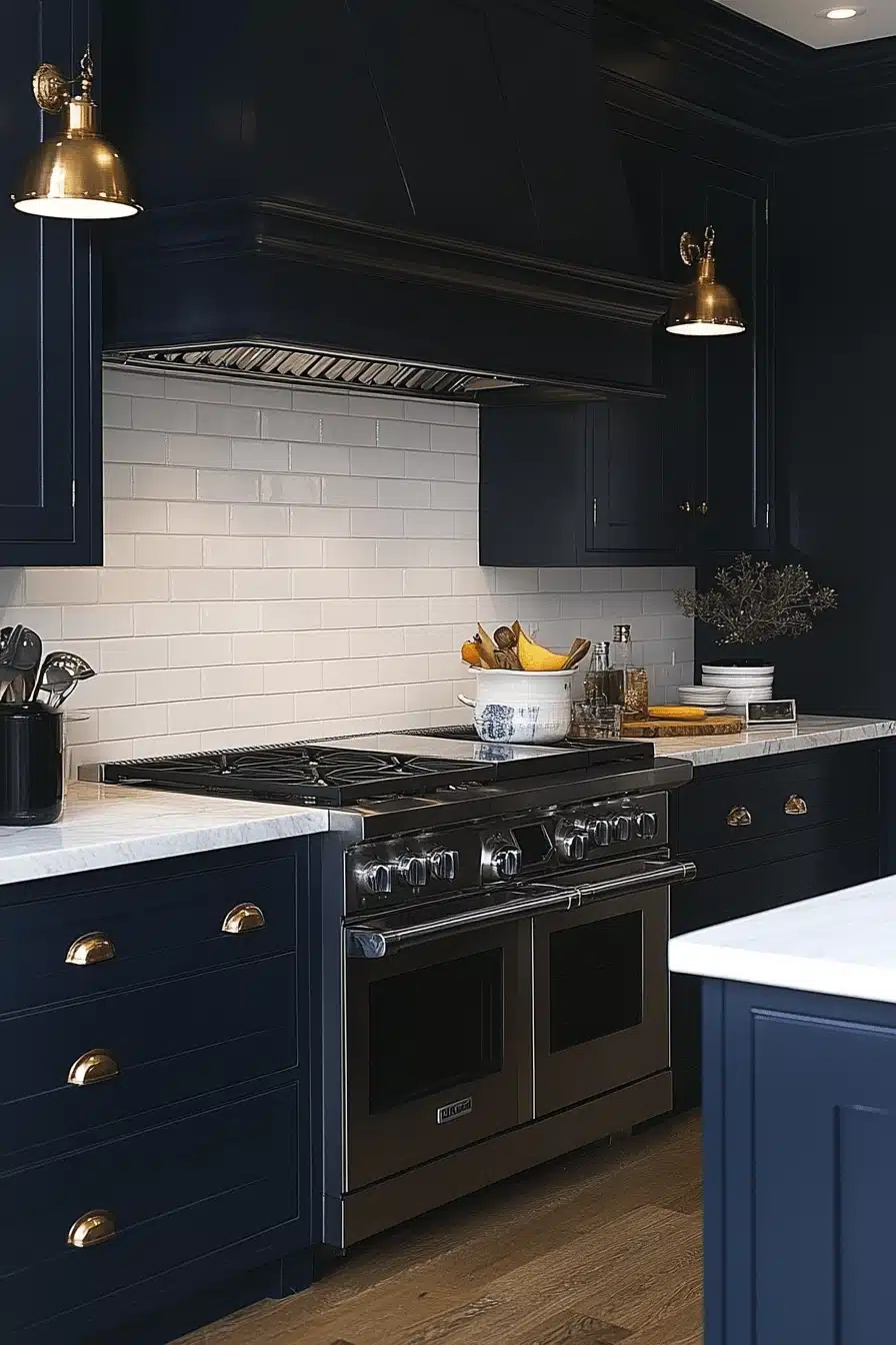 blue and white kitchen