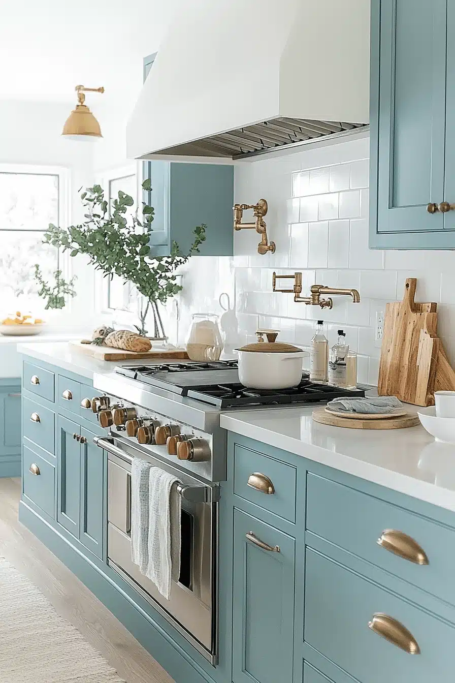 blue and white kitchen