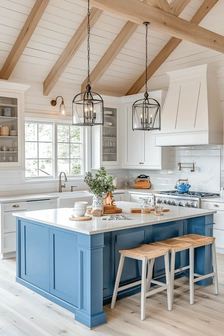 blue and white kitchen