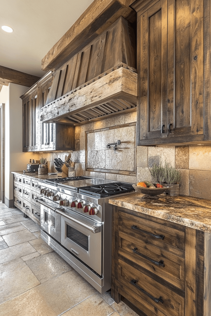 dark stained kitchen cabinets