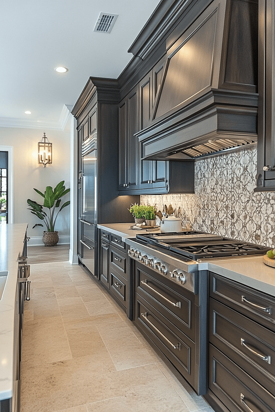 dark stained kitchen cabinets