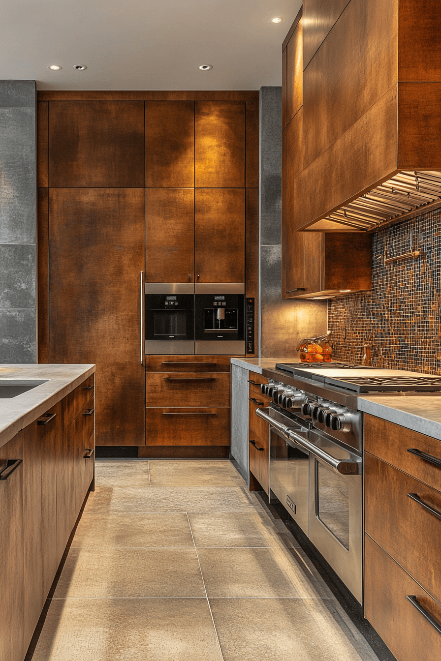 dark stained kitchen cabinets