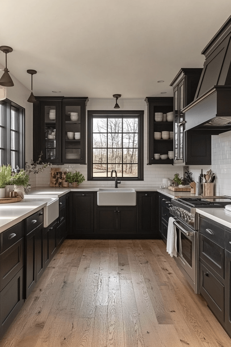 dark stained kitchen cabinets