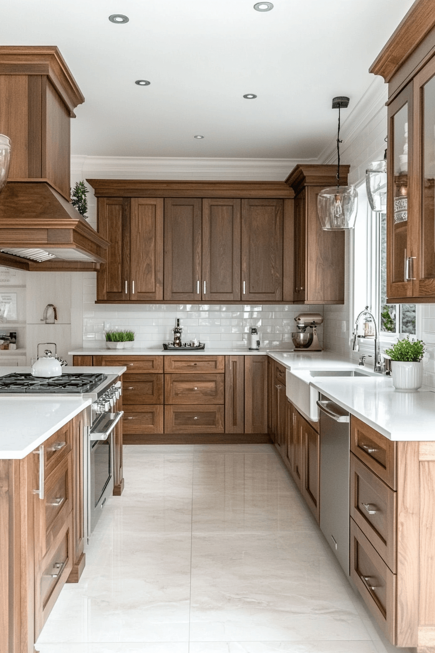 dark stained kitchen cabinets