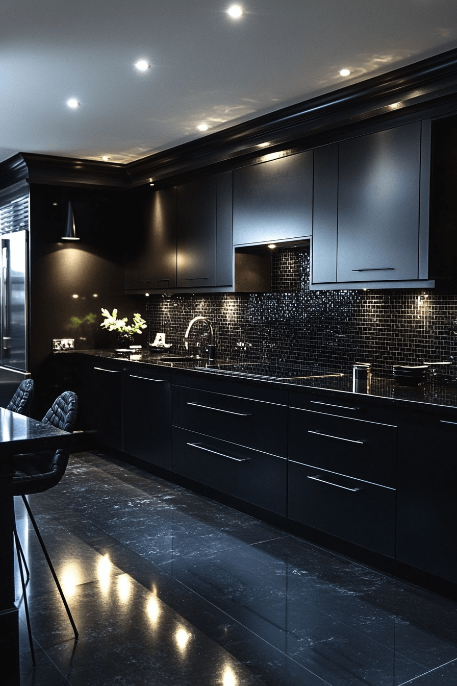 dark stained kitchen cabinets