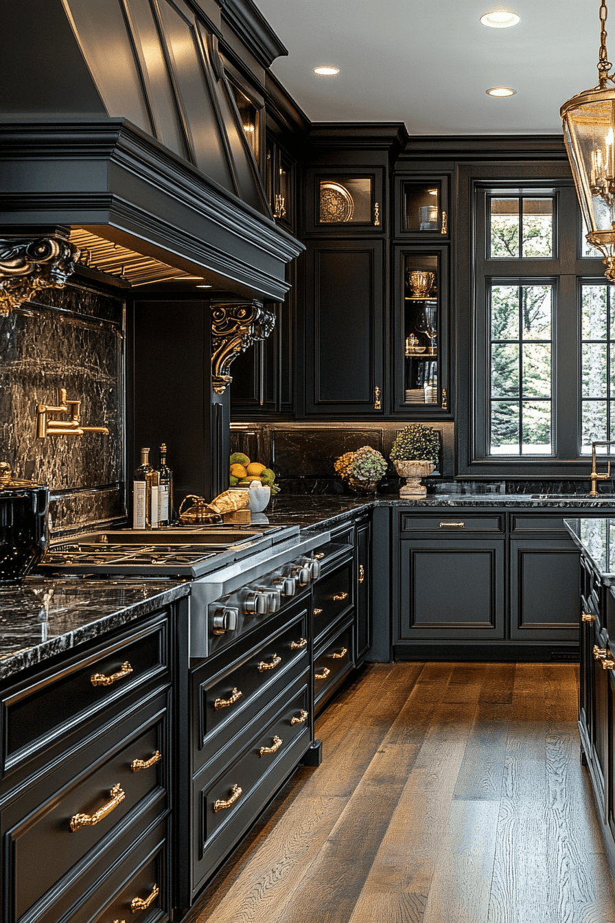dark stained kitchen cabinets