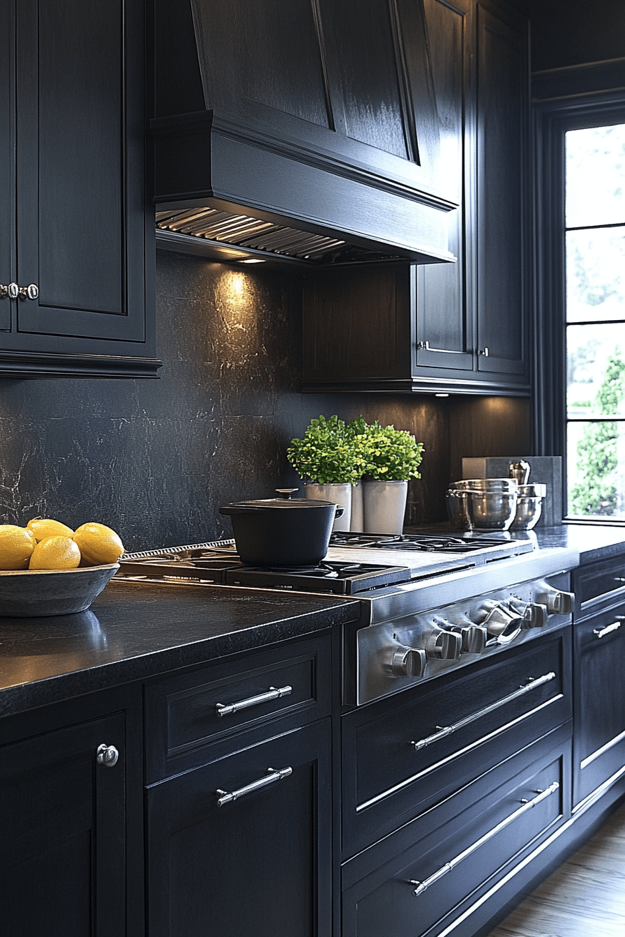 dark stained kitchen cabinets