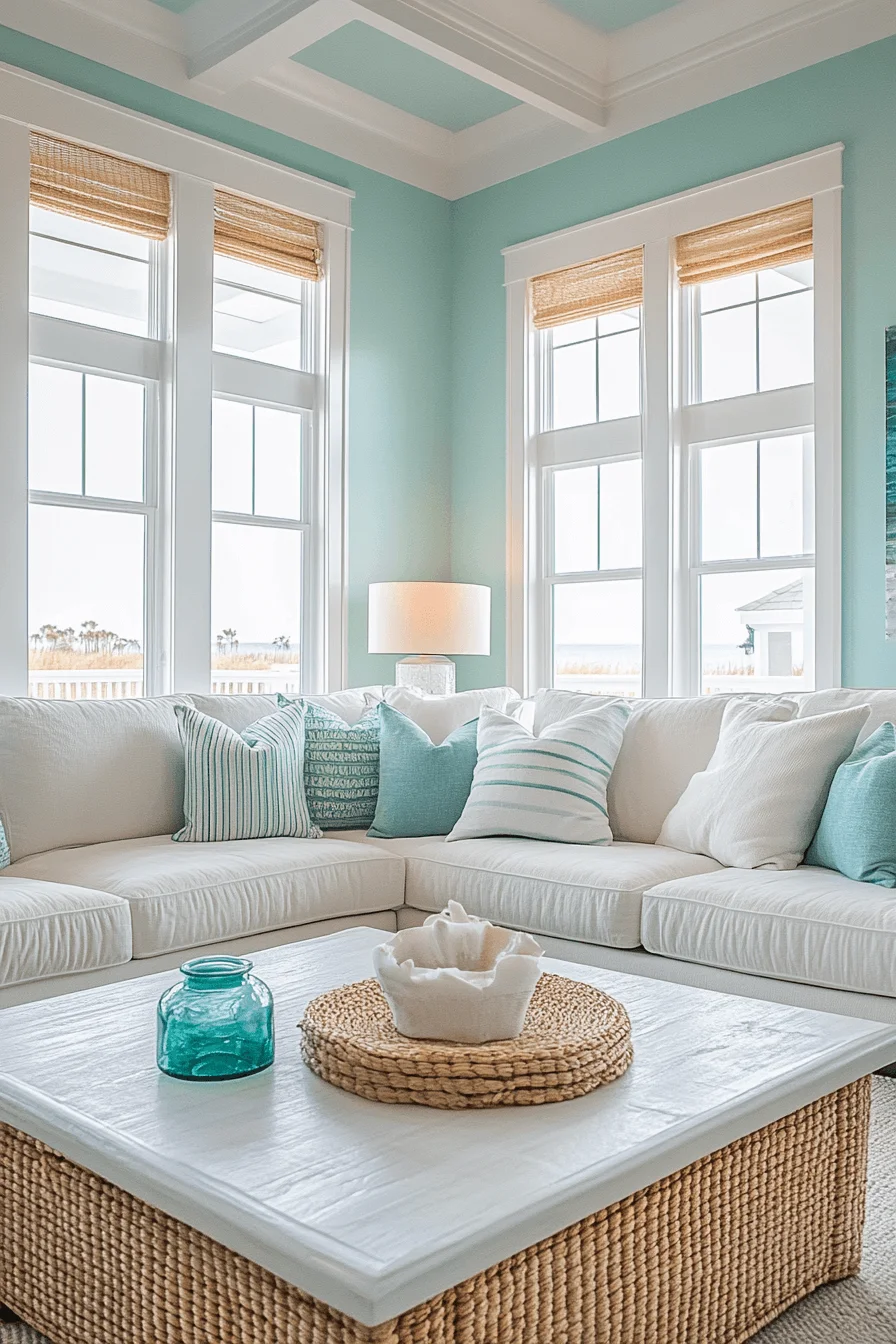 blue and green living room