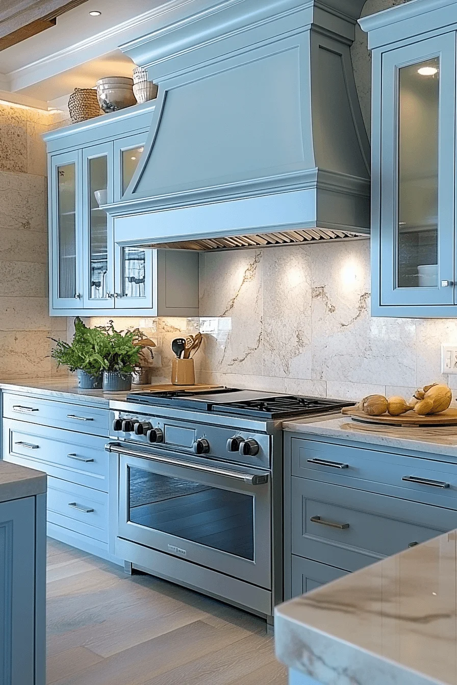 pale blue kitchen cabinets