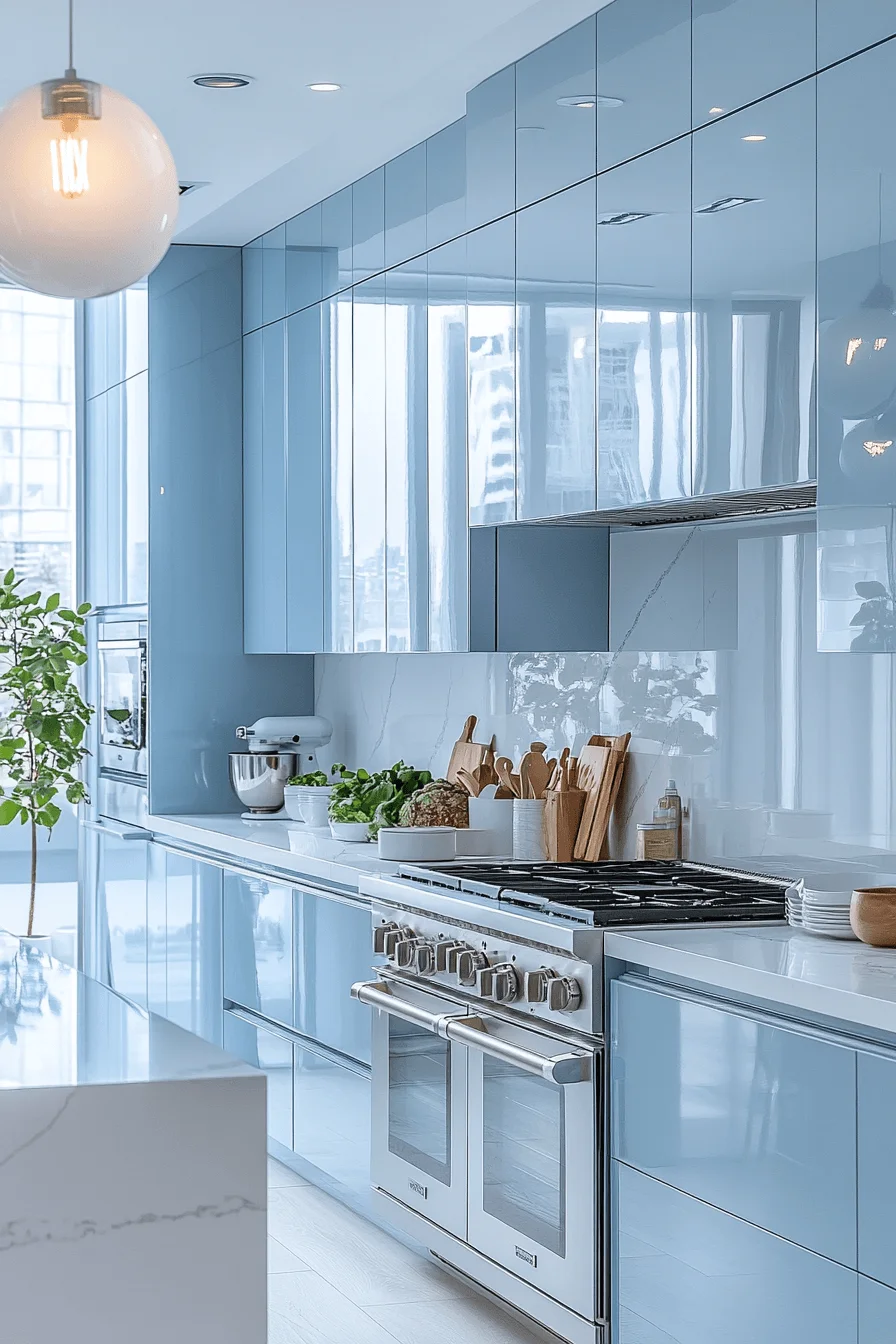 pale blue kitchen cabinets