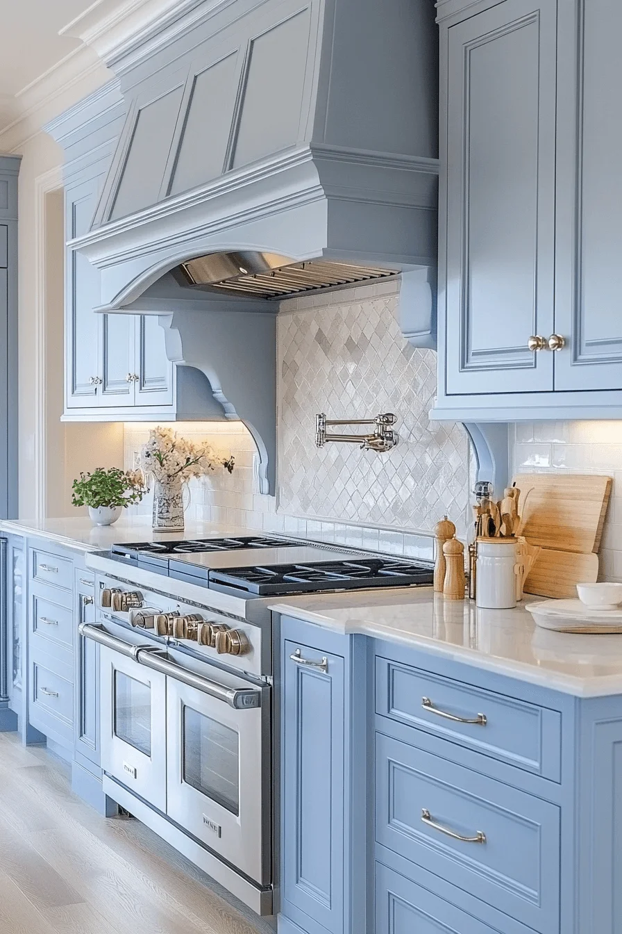 pale blue kitchen cabinets