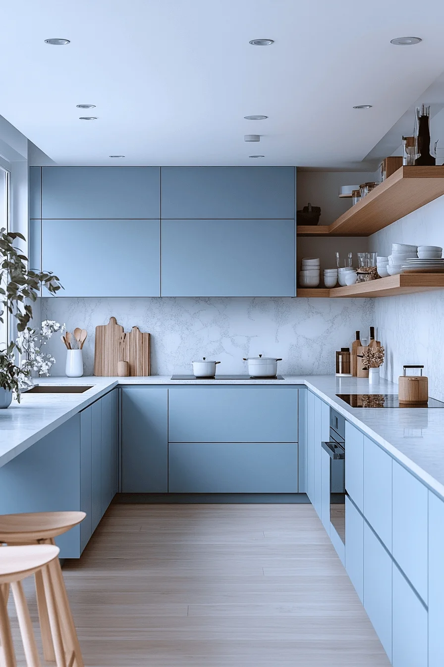 pale blue kitchen cabinets
