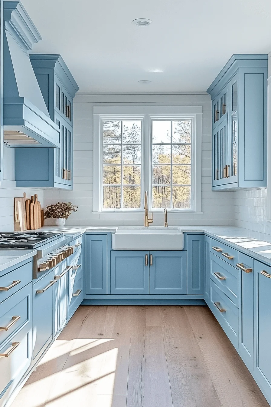 pale blue kitchen cabinets