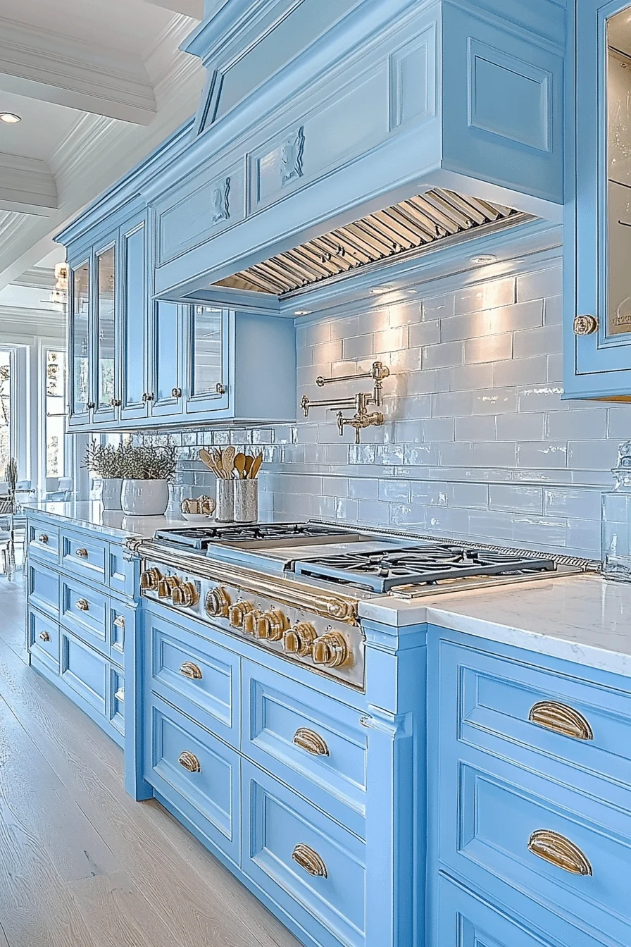 pale blue kitchen cabinets