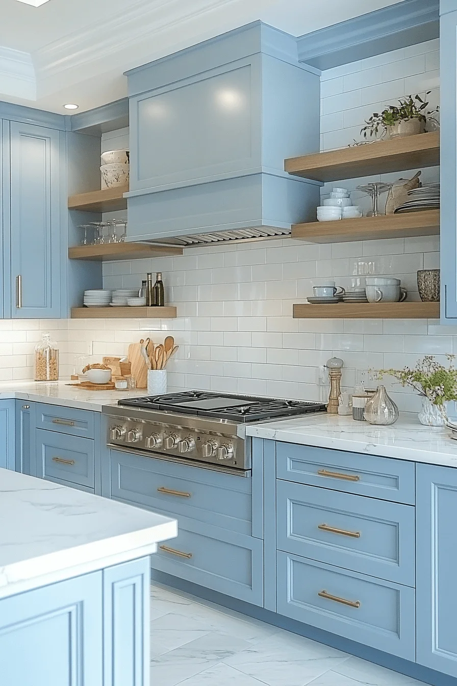 pale blue kitchen cabinets