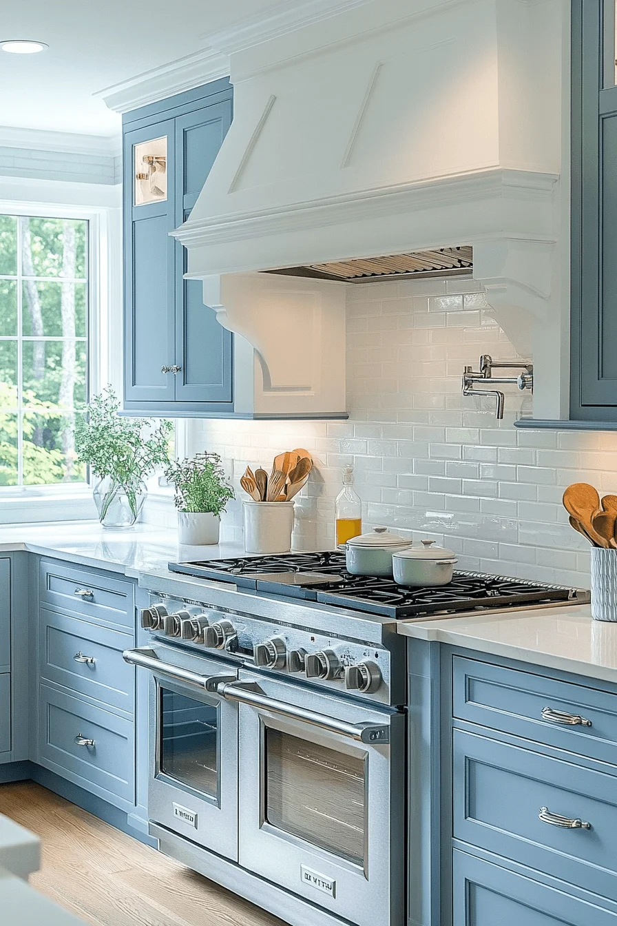 pale blue kitchen cabinets