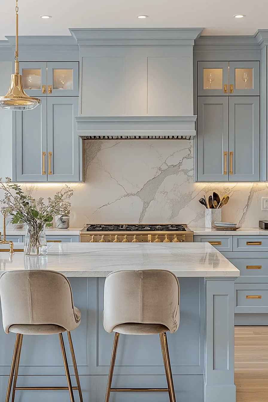 pale blue kitchen cabinets