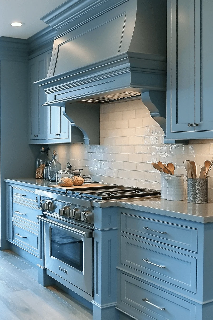 pale blue kitchen cabinets