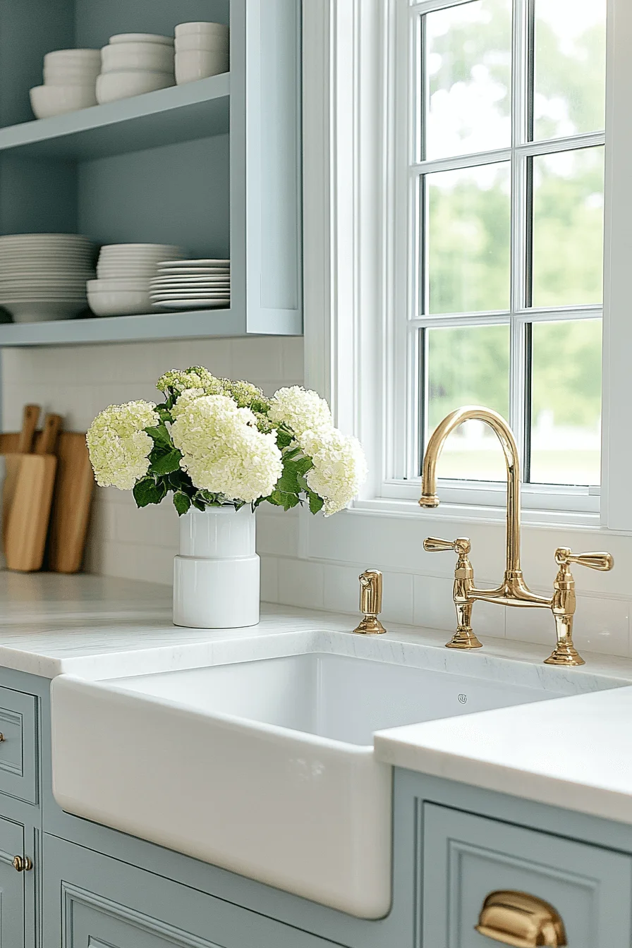 pale blue kitchen cabinets