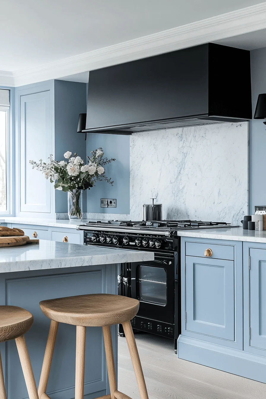 pale blue kitchen cabinets