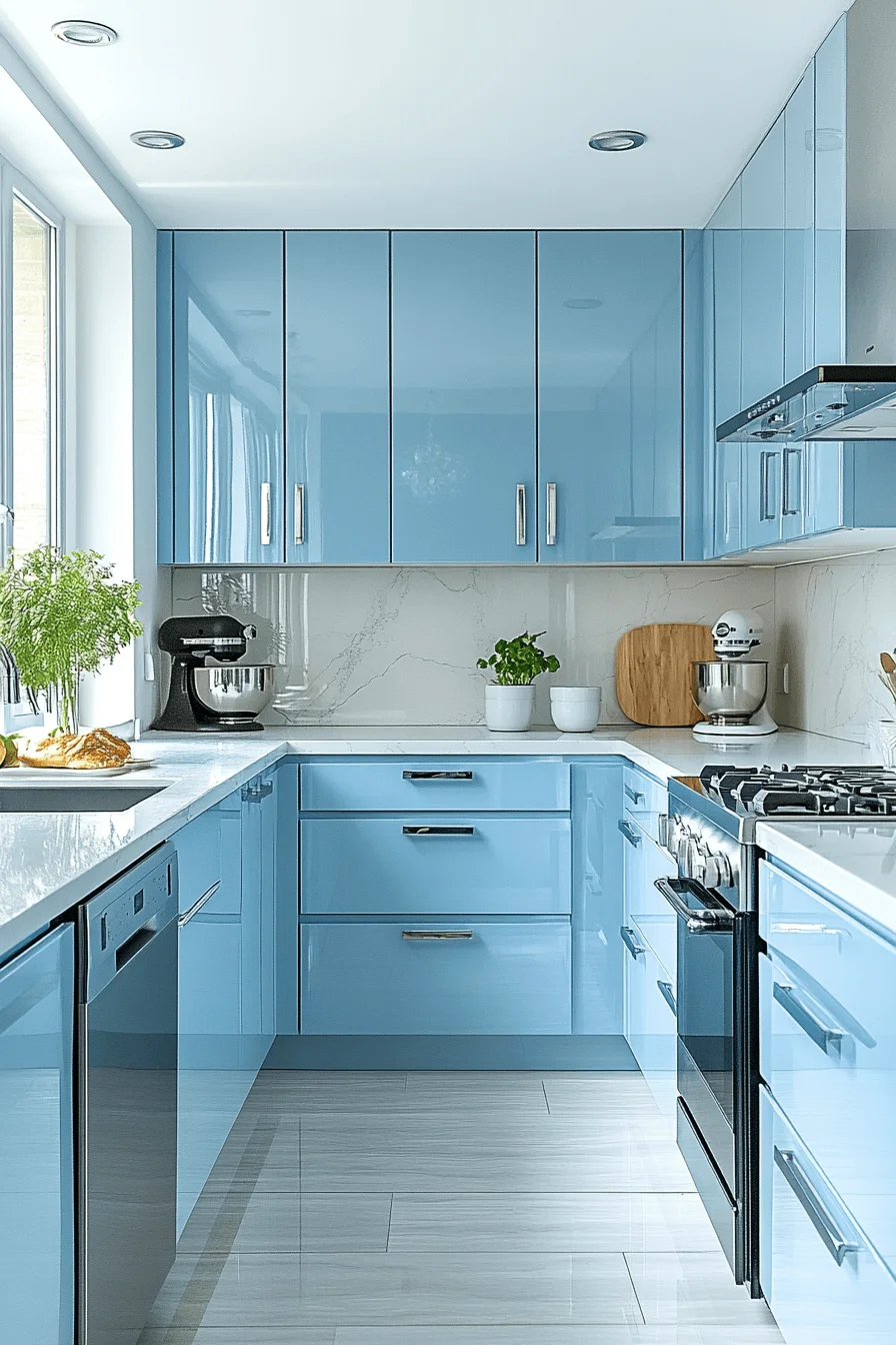 pale blue kitchen cabinets